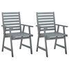 vidaXL Outdoor Dining Chairs with Cushions 2 pcs Solid Acacia Wood