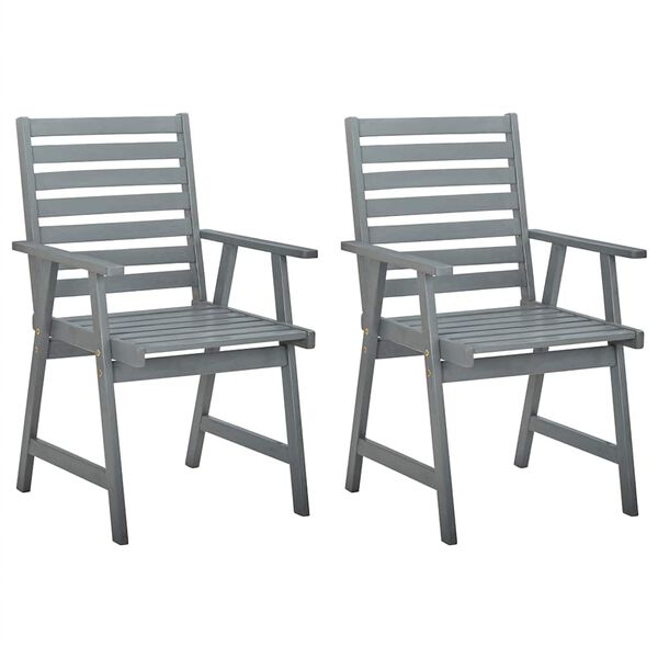vidaXL Outdoor Dining Chairs with Cushions 2 pcs Solid Acacia Wood