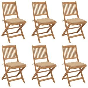 vidaXL Folding Chairs 6 pcs with Cushions Solid Acacia Wood