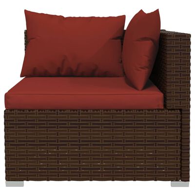 vidaXL 11 Piece Garden Lounge Set with Cushions Poly Rattan Brown