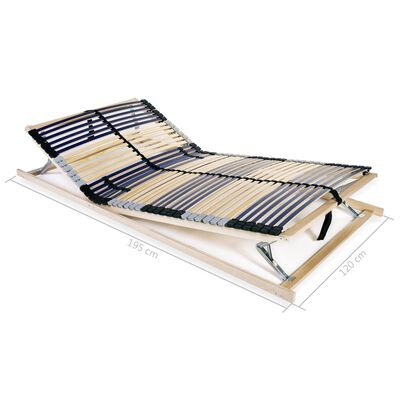 vidaXL Slatted Bed Base without Mattress with 42 Slats 7 Zones 120x200 cm