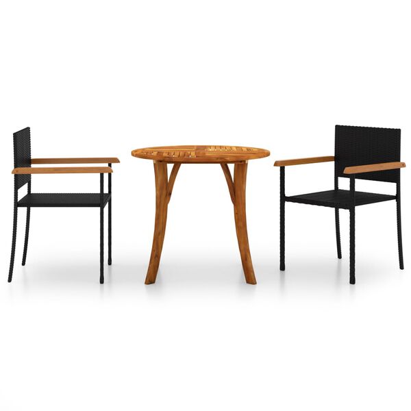 vidaXL 3 Piece Garden Dining Set Black