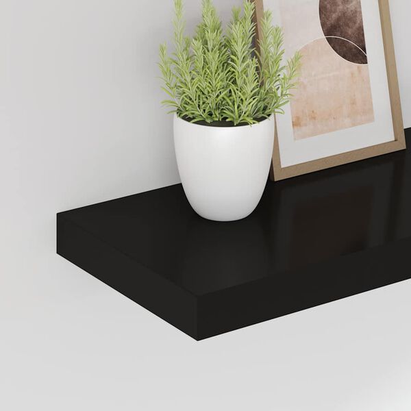 vidaXL Floating Wall Shelves 2 pcs Black 80x23.5x3.8 cm MDF