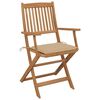 vidaXL Folding Outdoor Chairs with Cushions 8 pcs Solid Wood Acacia