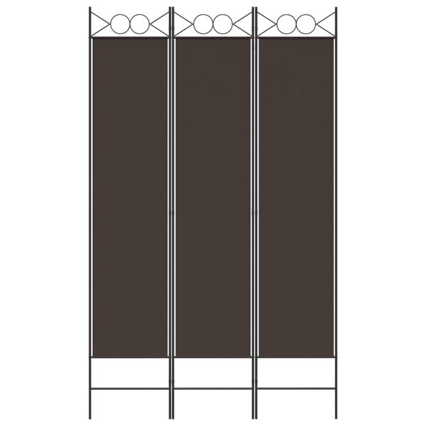 vidaXL 3-Panel Room Divider Brown 120x200 cm Fabric