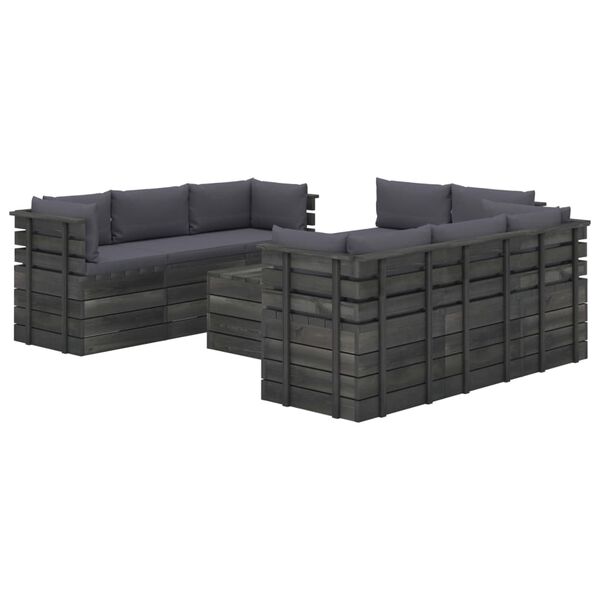 vidaXL 9 Piece Garden Pallet Lounge Set with Cushions Solid Pinewood