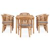 vidaXL 7 Piece Garden Dining Set with Cushions Solid Teak Wood