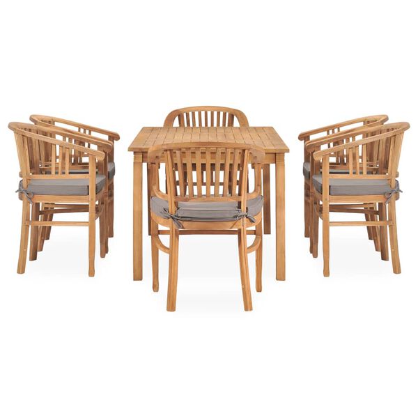 vidaXL 7 Piece Garden Dining Set with Cushions Solid Teak Wood