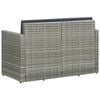vidaXL 2 Seater Garden Sofa with Cushions Grey Poly Rattan
