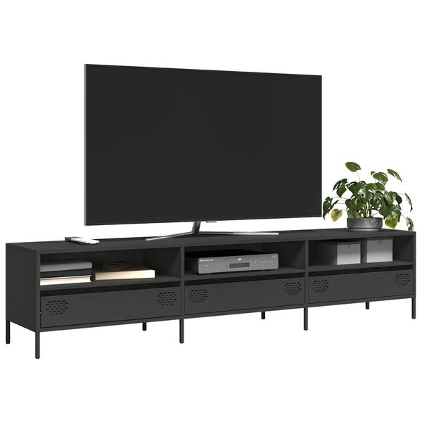 vidaXL TV Cabinet Black 202x39x43.5 cm Cold-rolled Steel