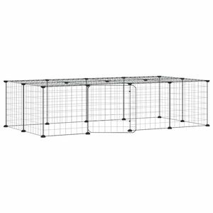 vidaXL 20-Panel Pet Cage with Door Black 140x70x35 cm Steel