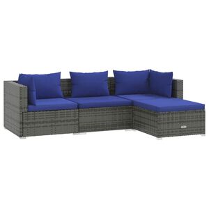vidaXL Garden Lounge Set | Grey | PE rattan, Powder-Coated Steel, Plastic
