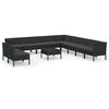 vidaXL 12 Piece Garden Lounge Set with Cushions Poly Rattan Black