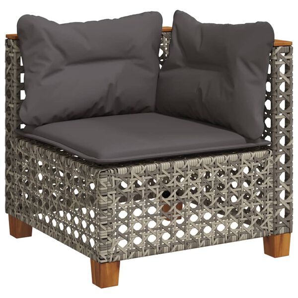 vidaXL 7 Piece Garden Sofa Set with Cushions Grey Poly Rattan