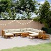vidaXL 12 Piece Garden Lounge Set with Cream Cushion Solid Acacia Wood