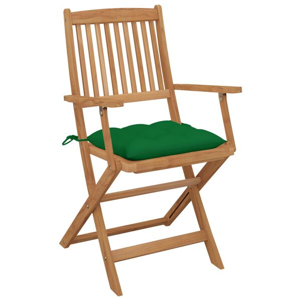 vidaXL Folding Garden Chairs 2 pcs with Cushions Solid Acacia Wood