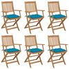 vidaXL Folding Chairs 6 pcs with Cushions Solid Acacia Wood