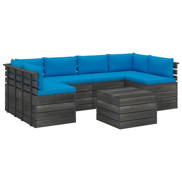 vidaXL 7 Piece Garden Pallet Lounge Set with Cushions Solid Pinewood