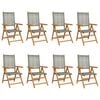 vidaXL Reclining Garden Chairs 8 pcs Grey Poly Rattan and Solid Wood