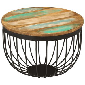 vidaXL Coffee Table &Oslash;50x35 cm Solid Wood Reclaimed and Steel