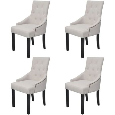 vidaXL Dining Chairs 4 pcs Cream Grey Fabric