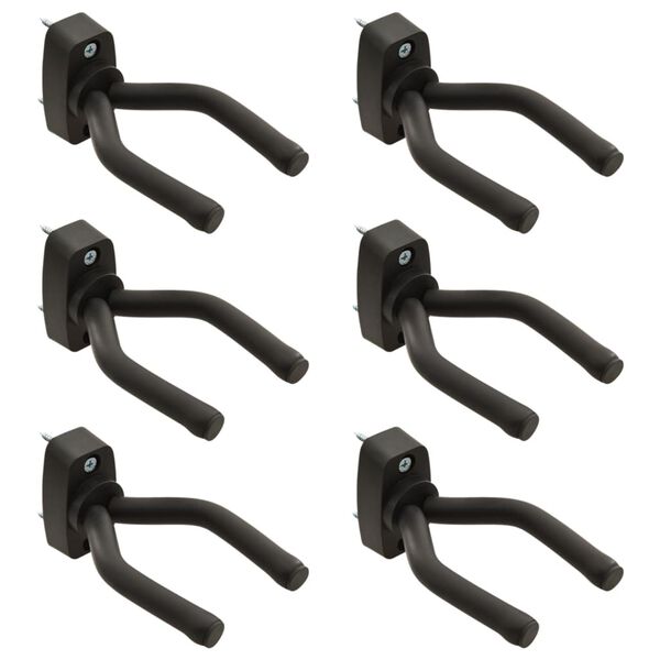 vidaXL Guitar Wall Hangers 6 pcs Black Steel
