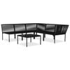 vidaXL 6 Piece Garden Lounge Set with Cushions Black PVC