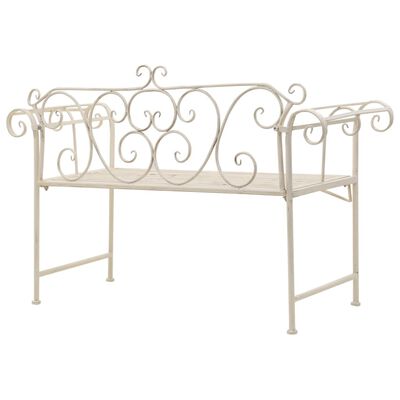 vidaXL Garden Bench 132 cm Metal Antique White