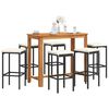 vidaXL 7 Piece Garden Bar Set Black Solid Wood Acacia and Poly Rattan