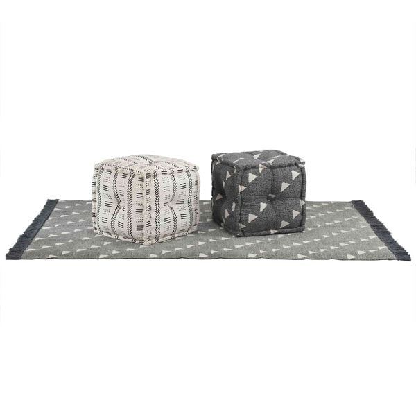 vidaXL Pouffes Folding Geometric Grey and White 40 x 40 x 40 cm Fabric