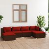 vidaXL 6 Piece Garden Lounge Set with Cushions Poly Rattan Brown
