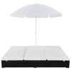vidaXL Outdoor Lounge Bed with Umbrella Poly Rattan Black