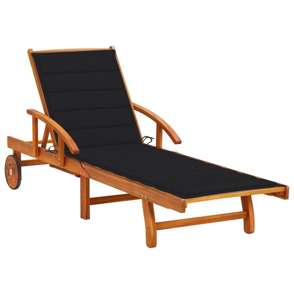 vidaXL Garden Sun Lounger with Cushion Solid Wood Acacia
