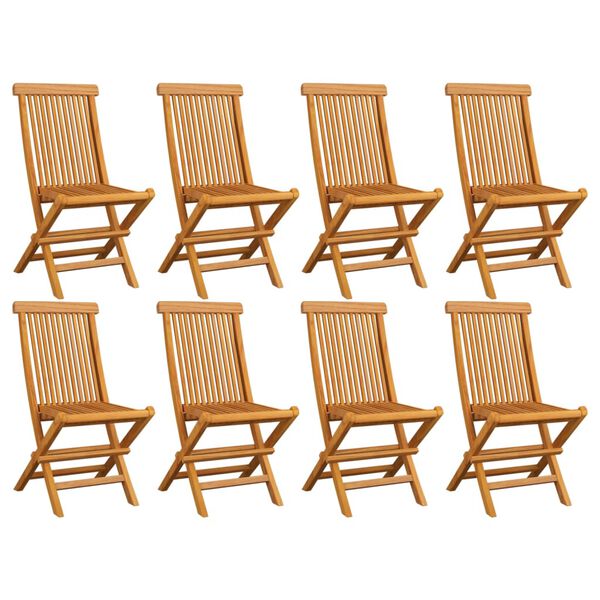 vidaXL Folding Garden Chairs 8 pcs Solid Teak Wood