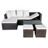 vidaXL 4 Piece Garden Lounge Set with Cushions Poly Rattan Brown
