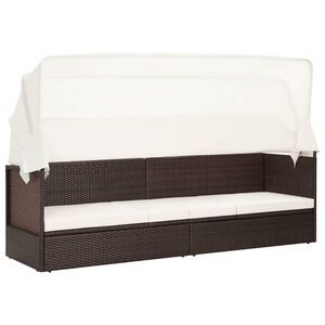 vidaXL Garden Sofa | Brown, Cream White | PE rattan, steel, fabric | Large