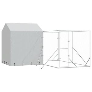 vidaXL Outdoor Dog Kennel with Roof Silver 4x4x2,5 m Galvanised Steel