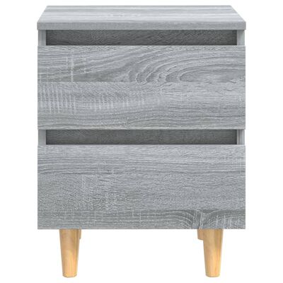 vidaXL Bed Cabinets with Solid Wood Legs 2 pcs Grey Sonoma 40x35x50 cm