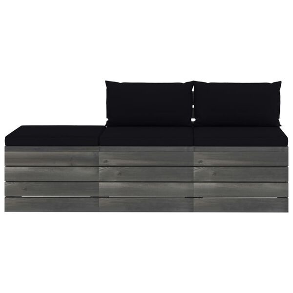 vidaXL 3 Piece Garden Pallet Lounge Set with Cushions Solid Pinewood