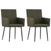 vidaXL Dining Chairs with Armrests 2 pcs Brown Fabric