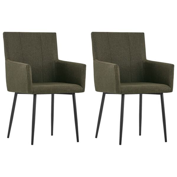 vidaXL Dining Chairs with Armrests 2 pcs Brown Fabric