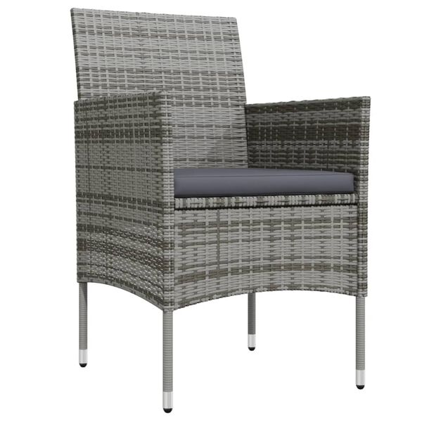 vidaXL 7 Piece Garden Dining Set with Cushions Grey and Black