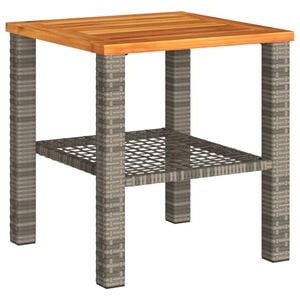 vidaXL Garden Table Grey 40x40x42 cm Poly Rattan Acacia Wood