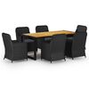 vidaXL 7 Piece Garden Dining Set Black