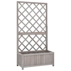 vidaXL Planter with Trellis Grey 70x30x135 cm Solid Wood Fir