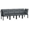 vidaXL 4 Piece Garden Lounge Set Black and Grey Poly Rattan