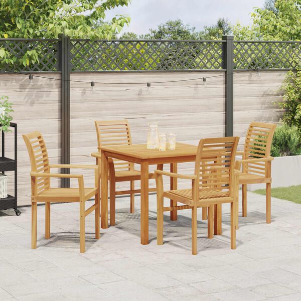 vidaXL Stacking Dining Chairs 4 pcs Solid Teak