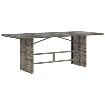 vidaXL Garden Table with Glass Top Grey 190x80x74 cm Poly Rattan