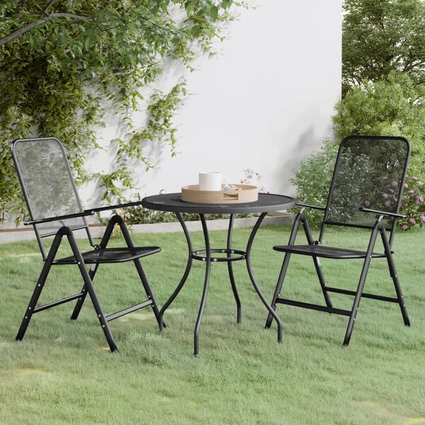 vidaXL 3 Piece Garden Dining Set Expanded Metal Mesh Anthracite