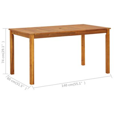 vidaXL Garden Table 140x80x74 cm Solid Acacia Wood